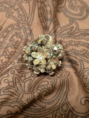 Floral Cluster Statement Ring - Gold Tone